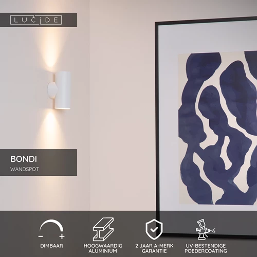 Lucide BONDI - Wandspot / Wandlamp - 2xGU10 - Wit - USP